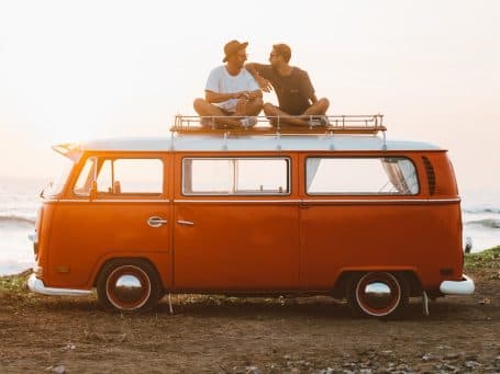 Classic car on a coastal road